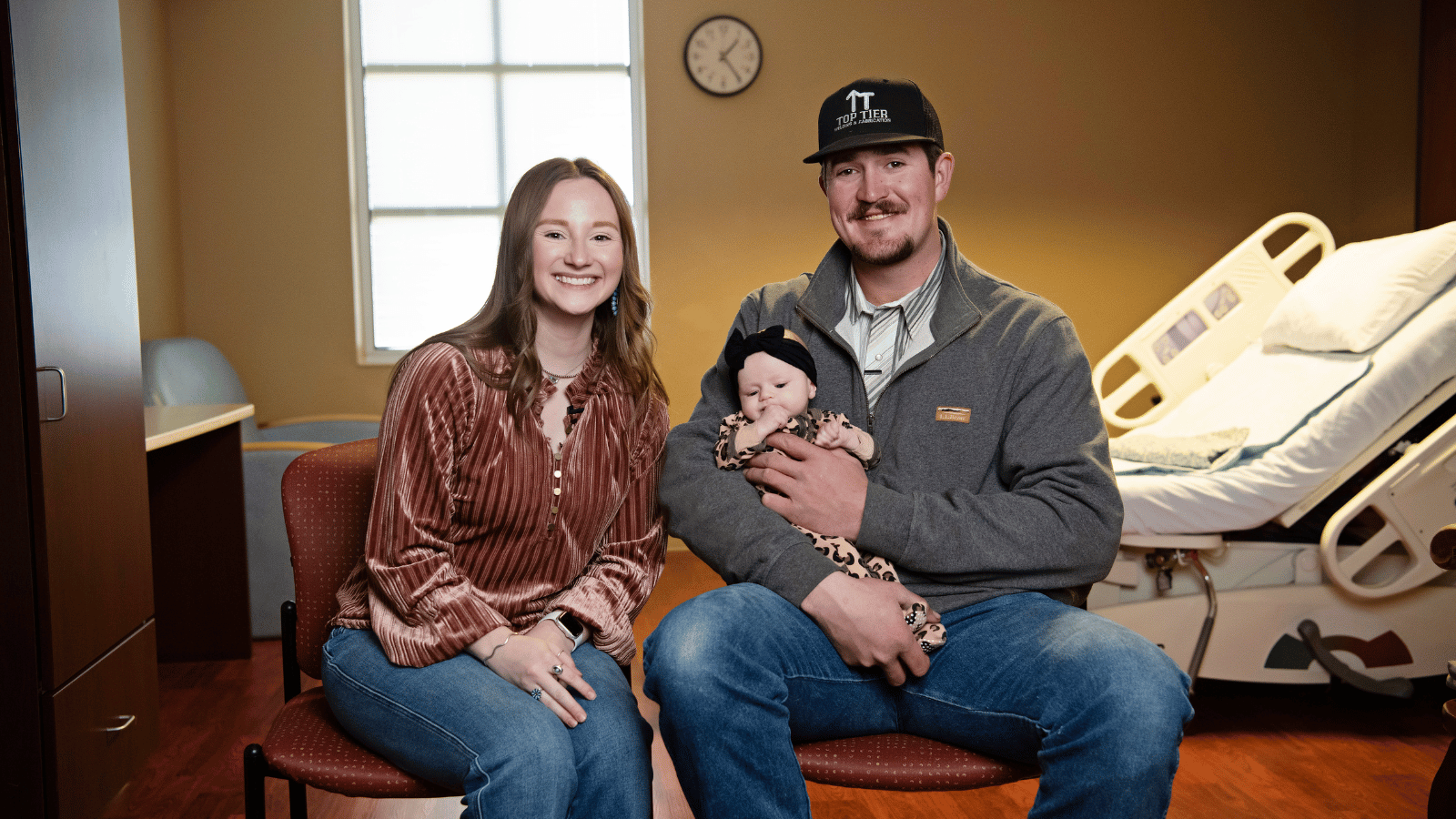 Family with newborn baby who was delivered at Hereford Regional Medical Center