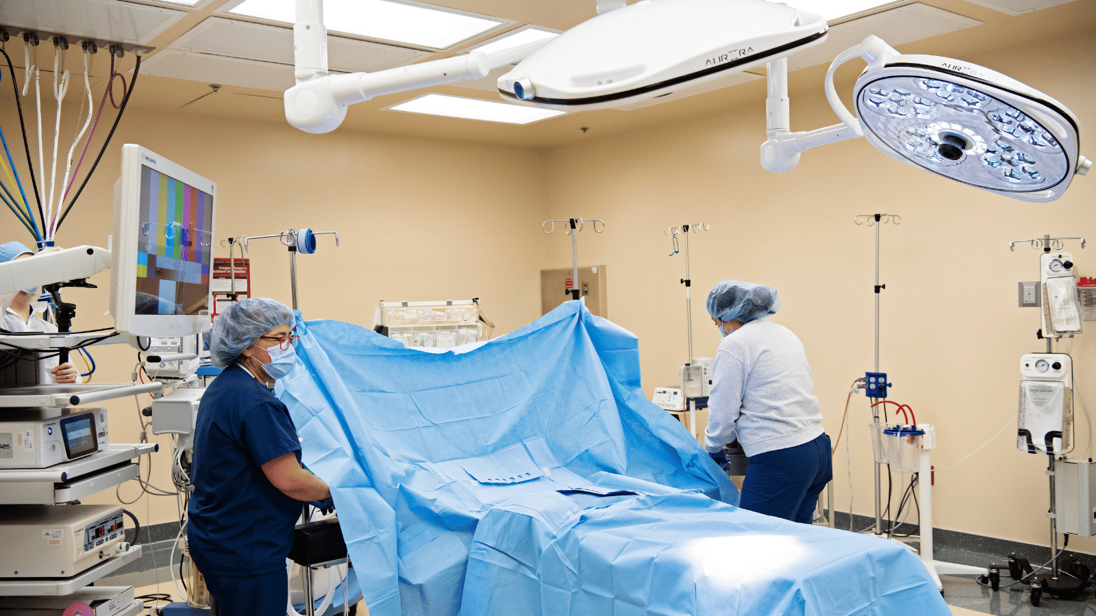 Surgery team preparing an operating room